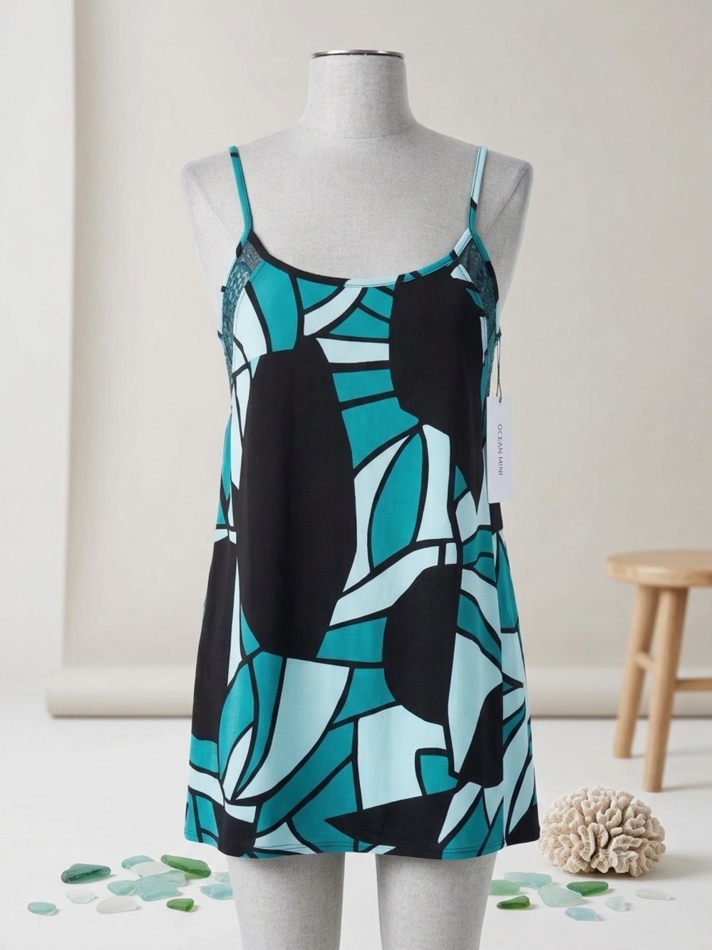 Love Rocks Teal & Black Sequin-Trim Dress